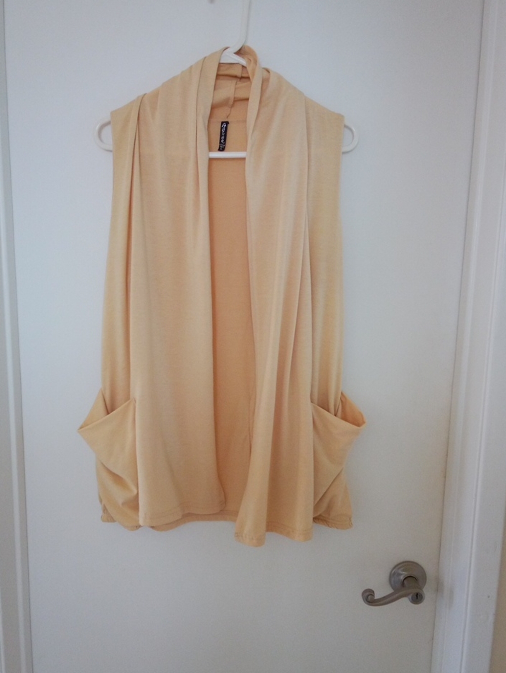 Adiva Light Cream, Soft Mustard Color Yellow  Open-Front Sleeveless Pocket Vest